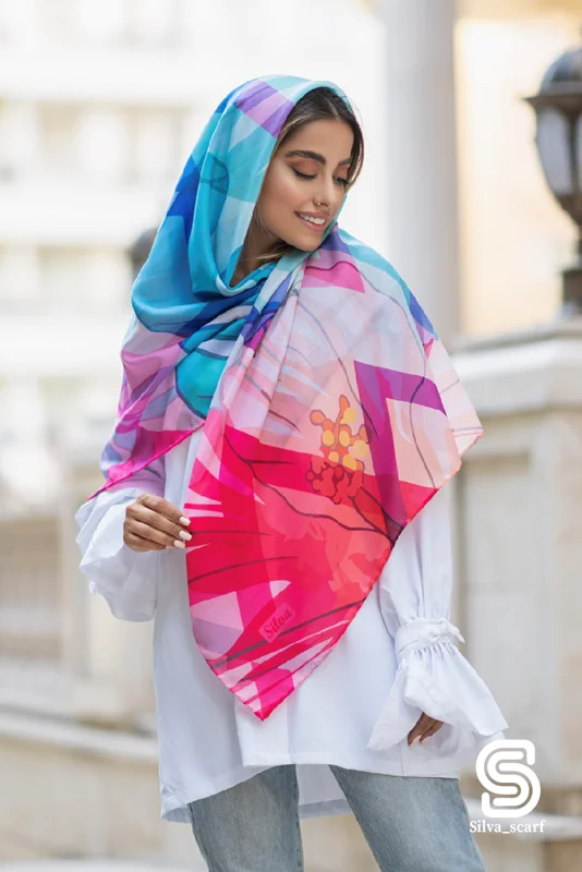 روسری نخی - طرح رنگین‌کمان